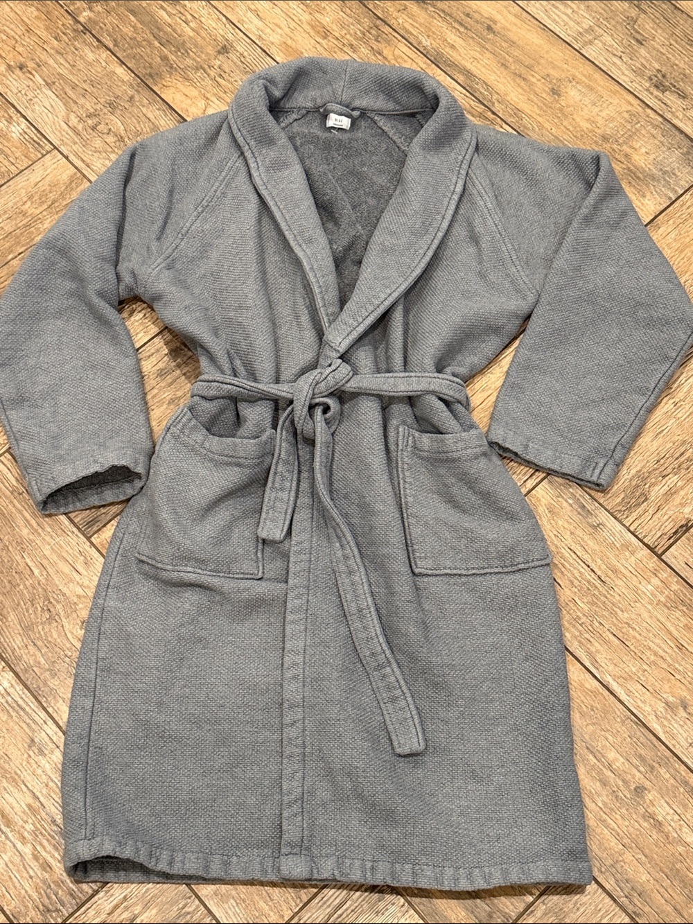 RH Textured Weave Terry Robe restoration hardware grey medium